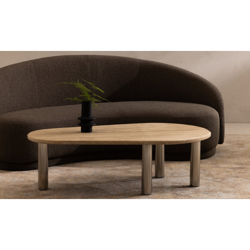 82.25" Round Arm Curved Loveseat, Maya Taupe Boucle