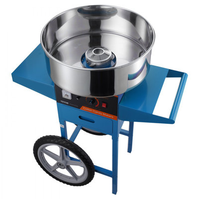 Electric Cotton Candy Machine with Cart, 1000W Commercial Candy Floss Maker with Stainless Steel Bowl, Sugar Scoop and Drawer, Perfect for Home, Kids Birthday, Family Party, Blue