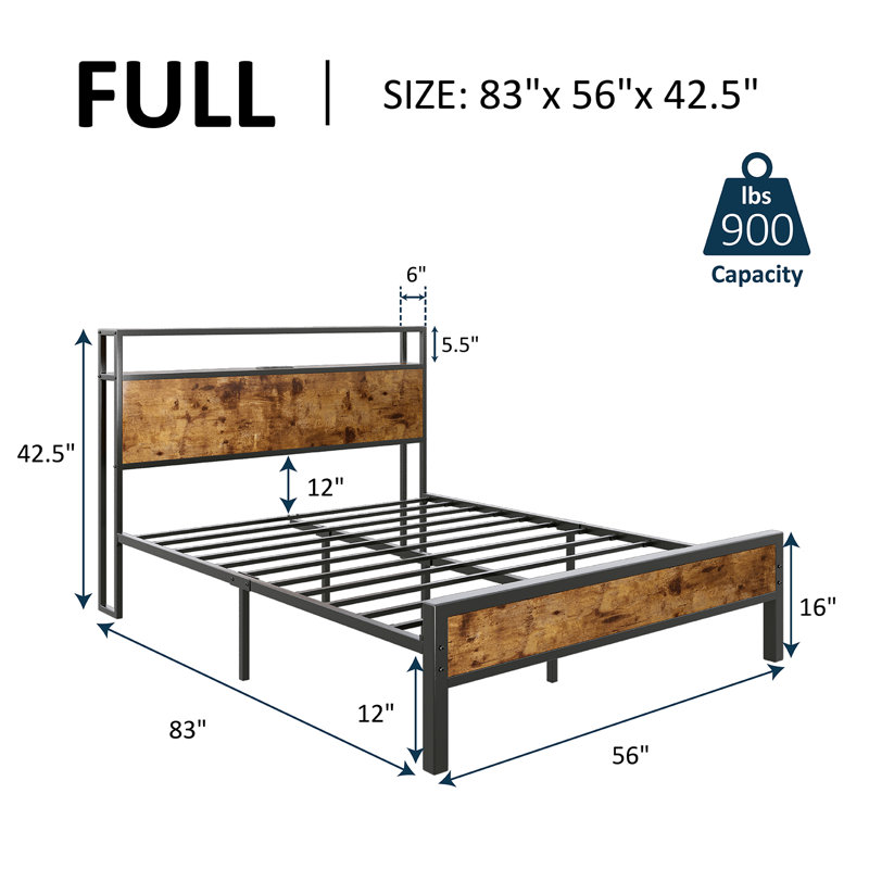 Bookcase Storage Bed, Rustic Brown, Full