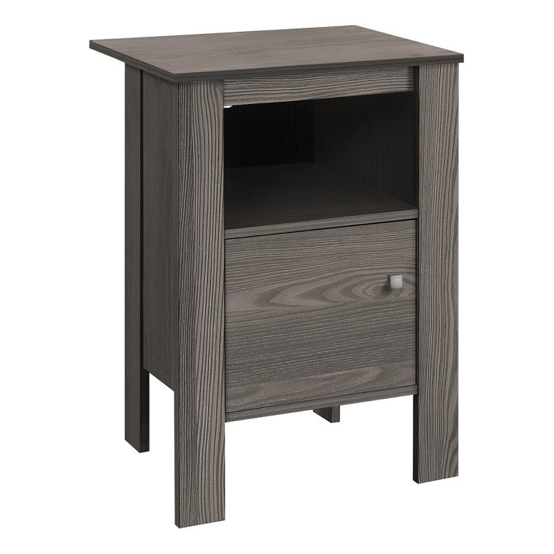 Table d'appoint, côté, bout, table de chevet, lampe, rangement, salon, chambre à coucher, stratifié gris, transitionnel, Gris