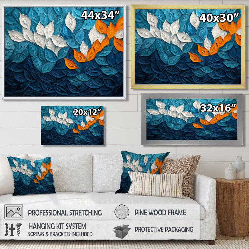 Olaitan - Floral Large Wall Art, Argent argent, H 28 po x l 60 po, Cadre flottant