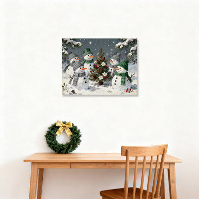 Snowman  Tree Canvas Wall Art