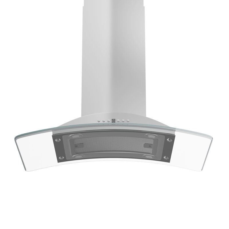 StainlessGlass 30" 400 CFM Convertible Island Range Hood in Brushed 430 Stainless Steel