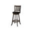 2pcs Bar Stools, Swivel Design, Height, Dark Brown Wood, Black Upholstery, Finish, And Supportive