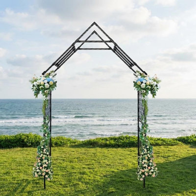 Treillis d'arche de jardin en métal pour plantes grimpantes, tonnelle en fer robuste, supporte les vignes et les fleurs de clématites, patio extérieur