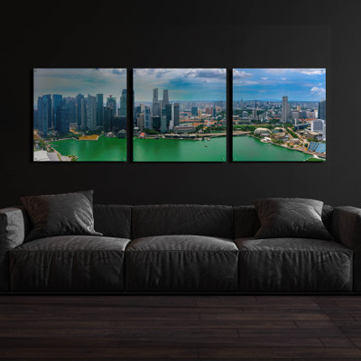 Epic Art 'Singapore Skyline' by Epic Portfolio, Acrylic Glass Wall Art  3 Piece,