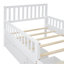 Lit plateforme simple en bois blanc avec garde-corps et options de rangement disponible pour lit simple - Charisme-1061593999-1061593997