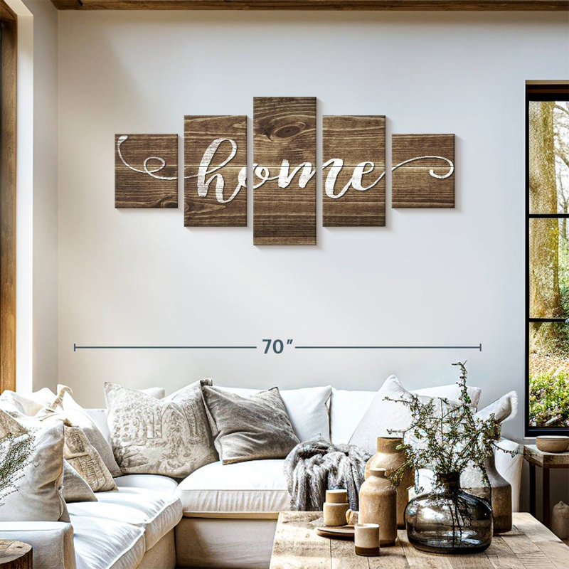 Home Typographie 5 pièces, H 55 po x l 24 po x P 1,25 po