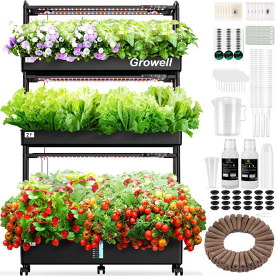 Système de jardin vertical hydroponique avec lumières de culture intelligentes, collection Harvestpro noire