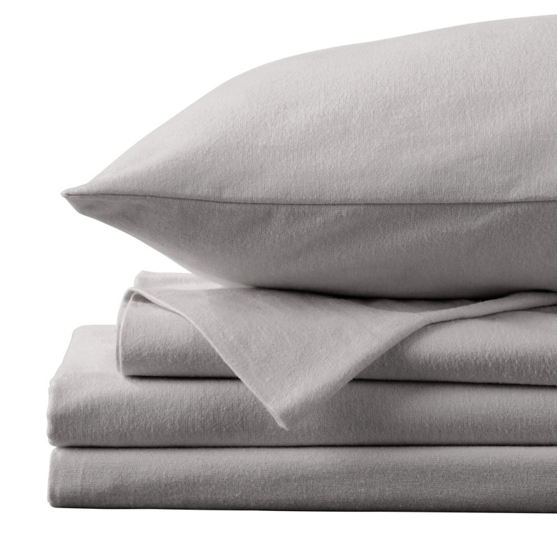 Chalet Flannel Sheet Set, Dark Gray, Full Sheet Set with Fitted Sheet and 2 Pillowcases
