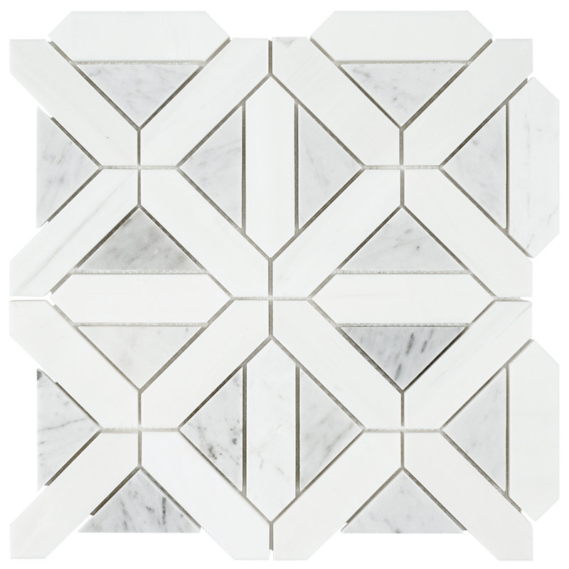 Bianco Dolomite 12" x 12" Marble Grid Mosaic Wall & Floor Tile