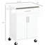 Poste de travail pour îlot de cuisine avec surface en acier inoxydable, tiroir, porte-serviettes, étagère à épices et rangement, armoire portable blanche