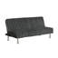 Futon-lit convertible gris anthracite avec support pour le dos et pieds chromés - Se transforme facilement d'un canapé à un lit
