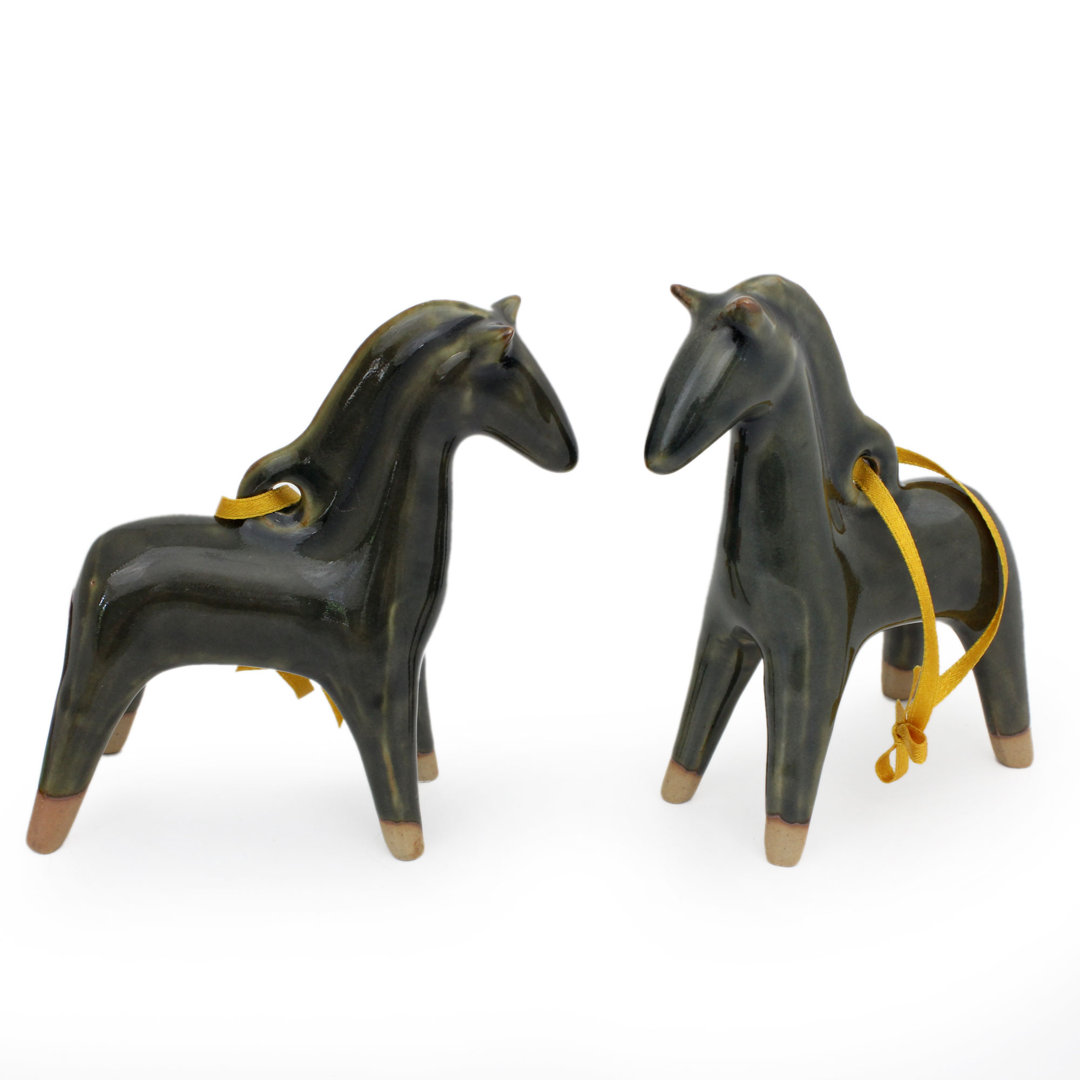 Colerain 5'' Handmade Ceramic Animals Hanging Figurine Ornament (Set of 2) The Holiday Aisle®