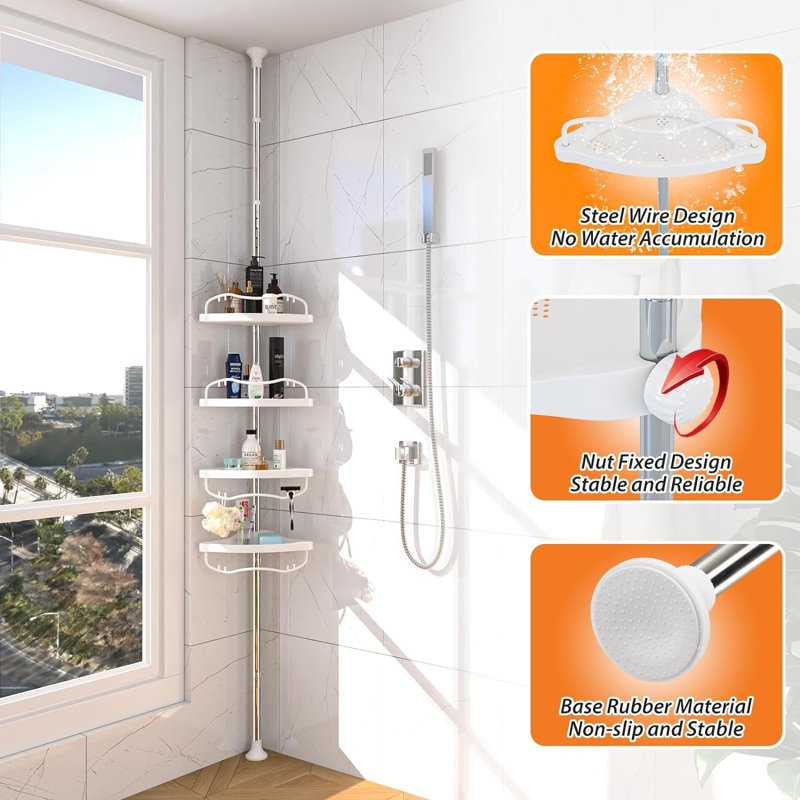 Stainless Steel Shower Caddy, White