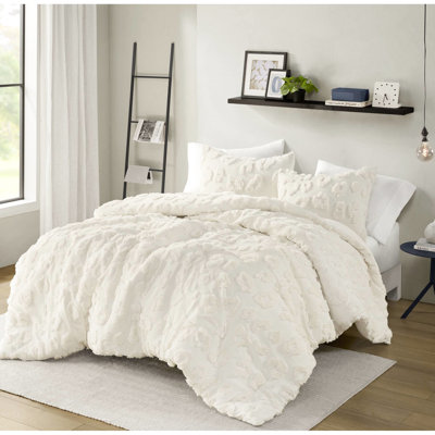 Housse de couette en chenille double / grand - animal, 2 taies décoratives, motif doux en microfibre, standard