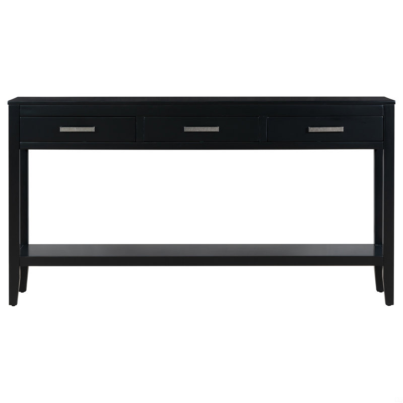 3-Drawer Console Table With 1 Shelf, Entrance Table, Black