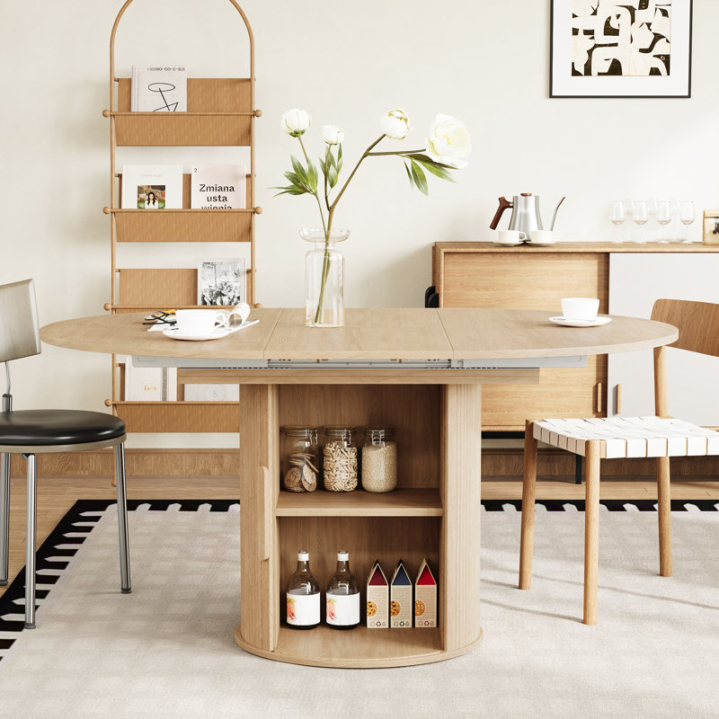 Extendable Dining Table With Storage, Natural