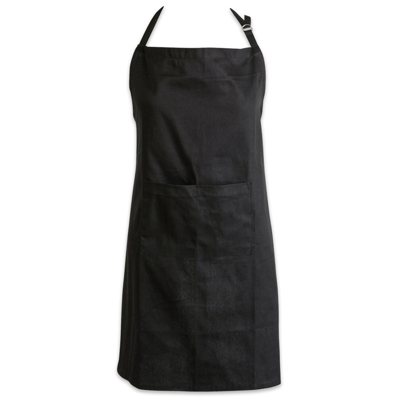 Solid Colour Cotton Bib Apron, Black