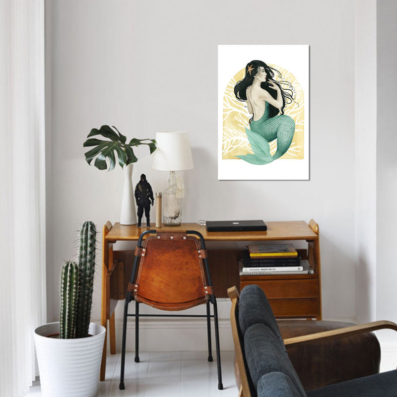 « déco sirène ii », impression sur toile, H 40 po x l 26 po x P 1,5 po, Toile tendue, Pas de tapis