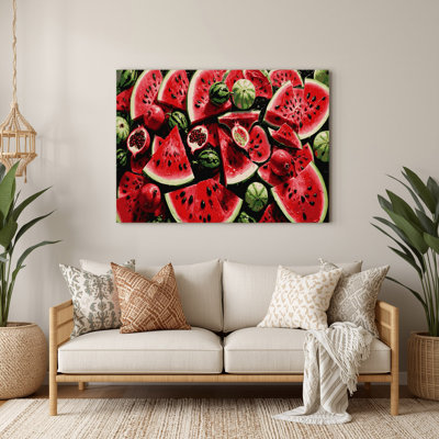 Fruit Watermelon Seeded Red Metal Wall Art