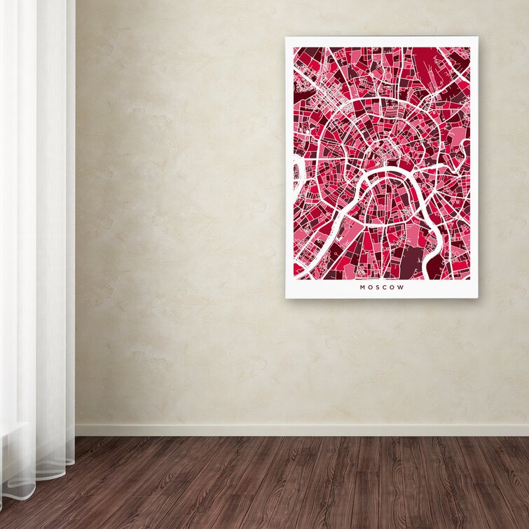 Moscow City Street Map On Canvas by Michael Tompsett Print