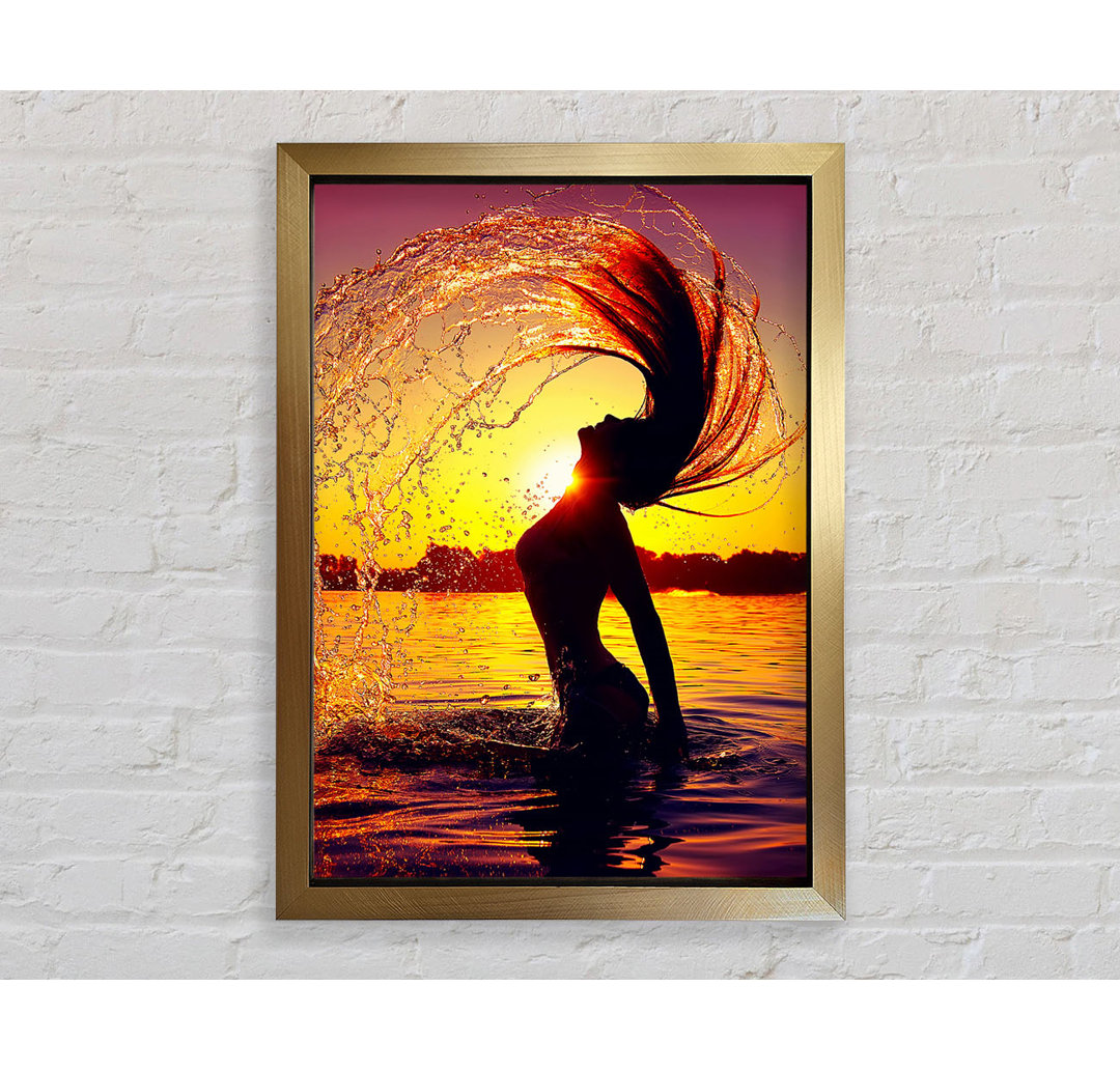 Sonnenuntergang Frau Ocean Splash - Druck