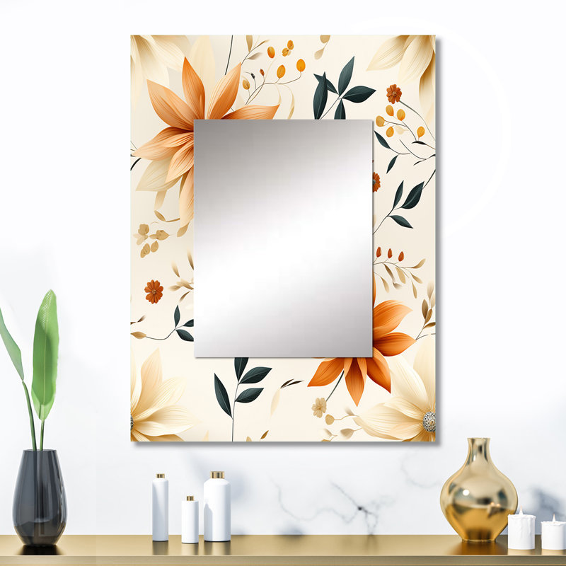 Motif boho Zaeed Earthy Mandala - miroir décoratif floral, miroir mural Cottage, 32 po x 24 po