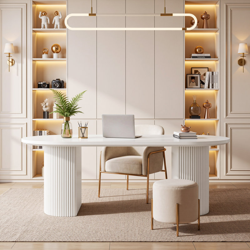 Bureau de direction moderne 63 pouces, bureau à domicile blanc