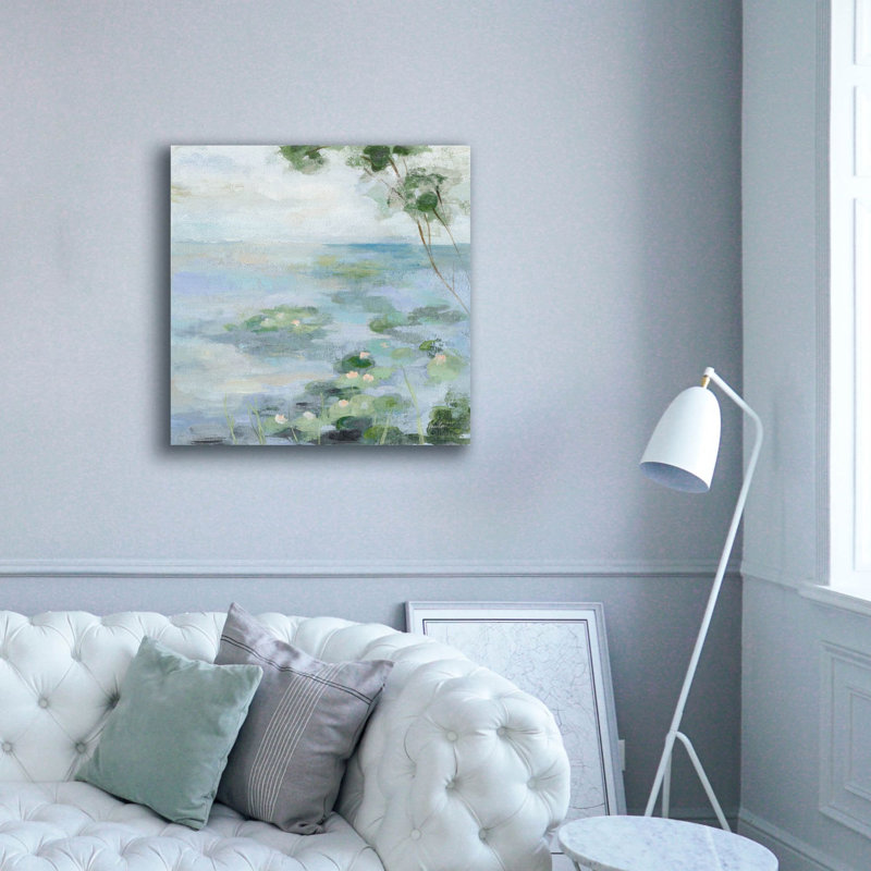 «Lily Pond 2 Light» par Silvia Vassileva, art mural sur toile, H 37 po x l 37 po x P 1,5 po