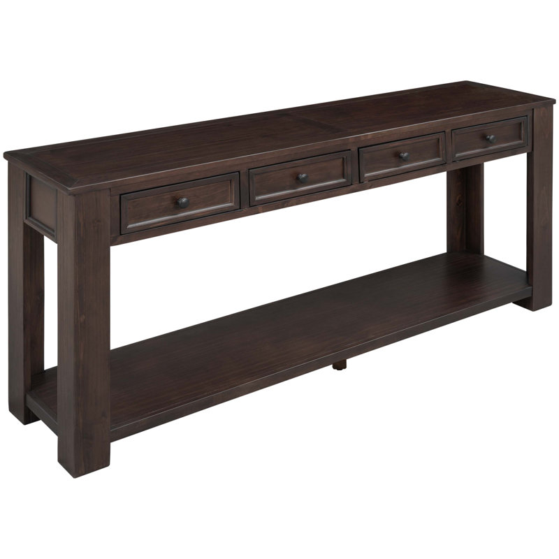 Desinae 63" Console Table Sofa Table with Storage Drawers and Bottom Shelf for Entryway Hallway, Espresso