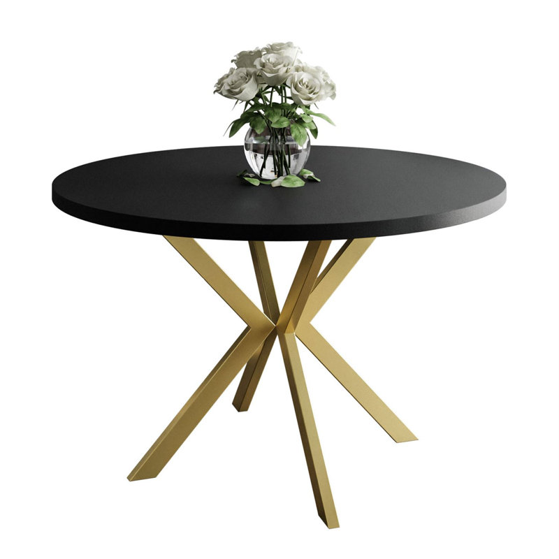 Alezia Round Dining Table, Black, 76 H x 120 L x 196 W cm