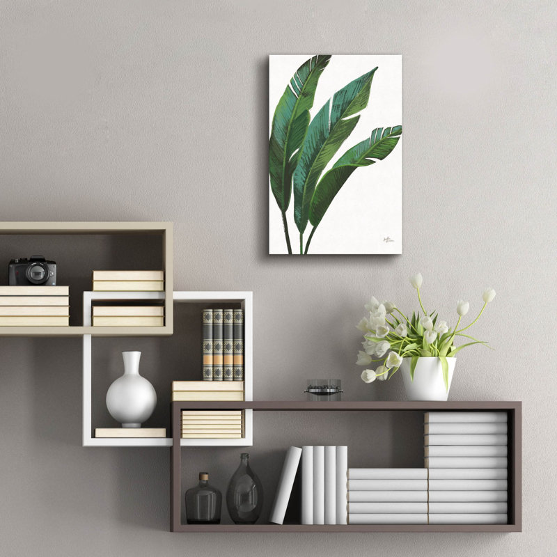«Emerald Banana Leaves 1» par Janelle Penner, art mural en verre acrylique, H 24 po x l 16 po x P 0,2 po