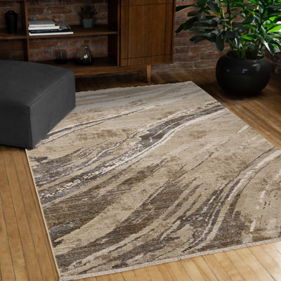 Gouldbourne Abstract Beige Cream Living Room Area Rug