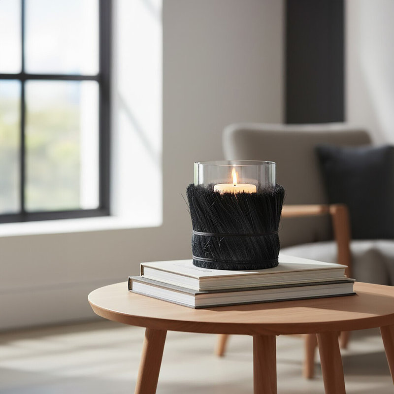 Glass Tabletop Tealight Holder, 19cm H x 15cm W x 15cm D