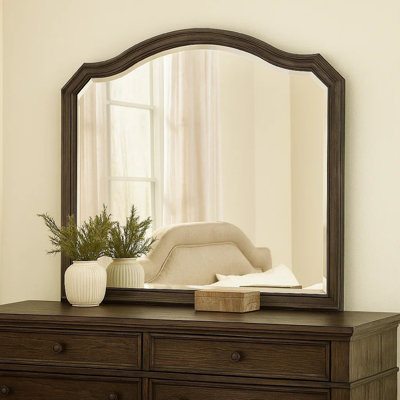 Miroir festonné 43,5 pouces avec détails moulés, brun