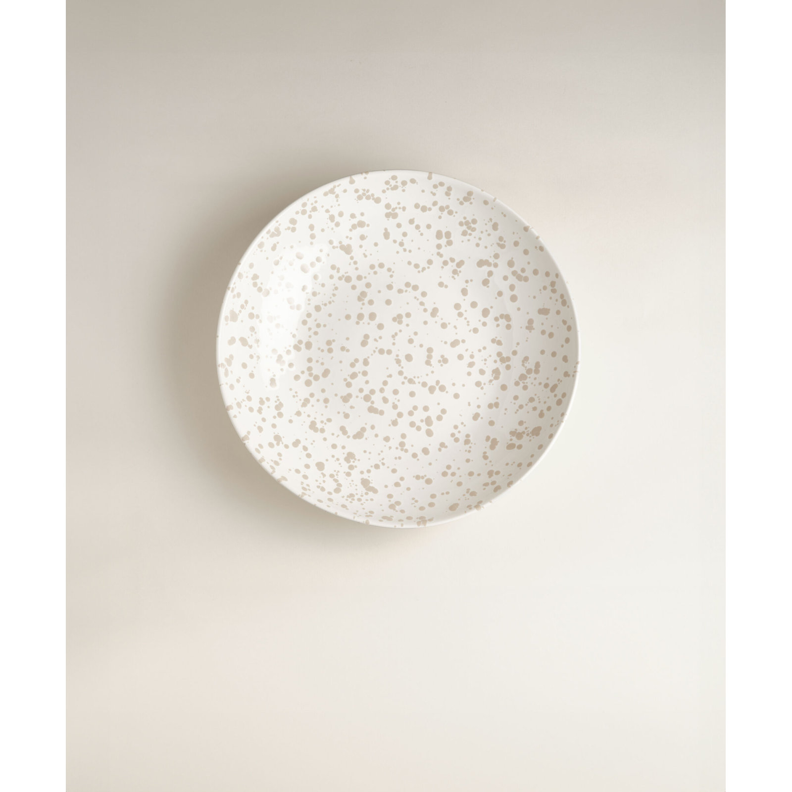 Splatter Low Serving Bowl, Beige