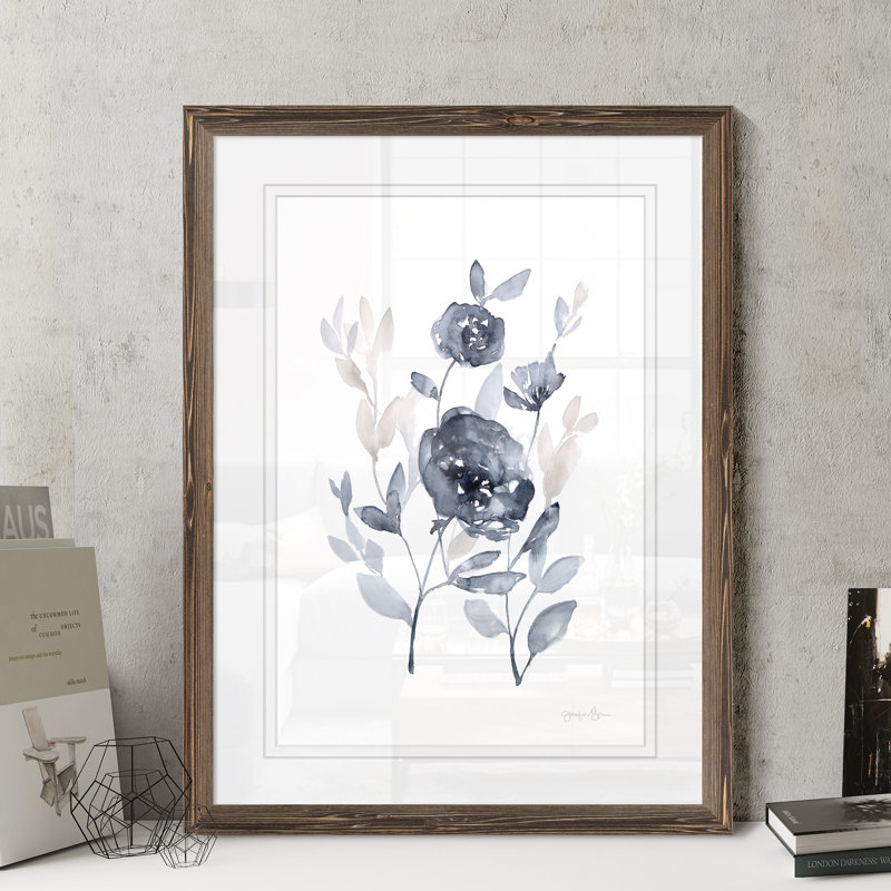 «Pe pivoines in Grey II» par Paul Cezanne - reproduction d'art encadrée, H 30 po x l 22 po x P 1,25 po, Papier encadré moka