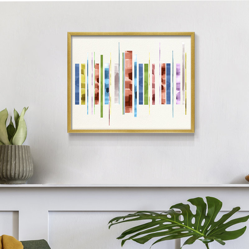 Soleil et eau - Reproduction encadrée - Restickable, H 8 po x l 10 po, Doré