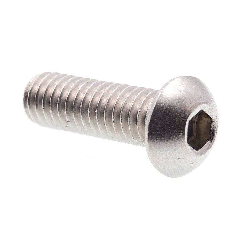 Socket Cap Screws, Button Head, Hex (Allen) Drive, 5/16 in-18 X 1 in (10 Pack), 3.9" H x 2.8" W x 0.65" D, Stainless Steel
