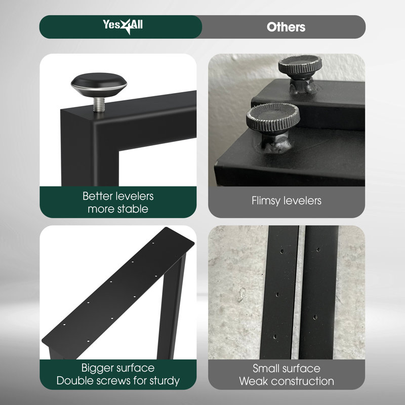 Aadirath Anaisabel Square Black Metal Dining Table Legs