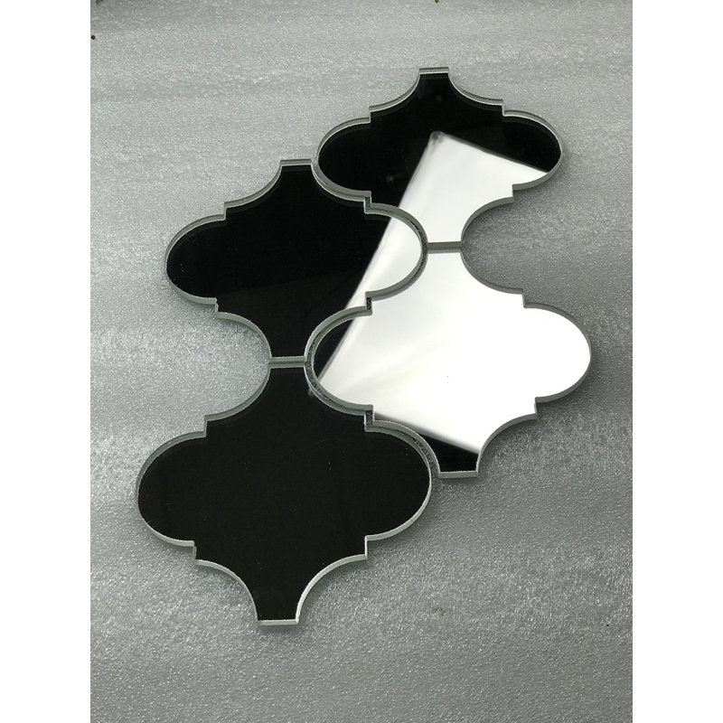 Reflections 5.625 in. x 5.625 in. Glass Mirror Big Lantern Arabesque Mosaic Decorative Kitchen & Bathroom Wall Tile, Silver
