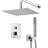 Shower Faucet Set, Rainfall Bathroom Shower System with 10-Inch Square Rain Shower Head and Handheld Spray, Wall Mounted Bath Fixtures with Brass Valve and Trim Kit, Silver Chrome