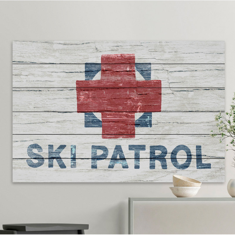 Patrouille de ski robuste-impression d’art textuel sur bois, H 12 po x l 18 po