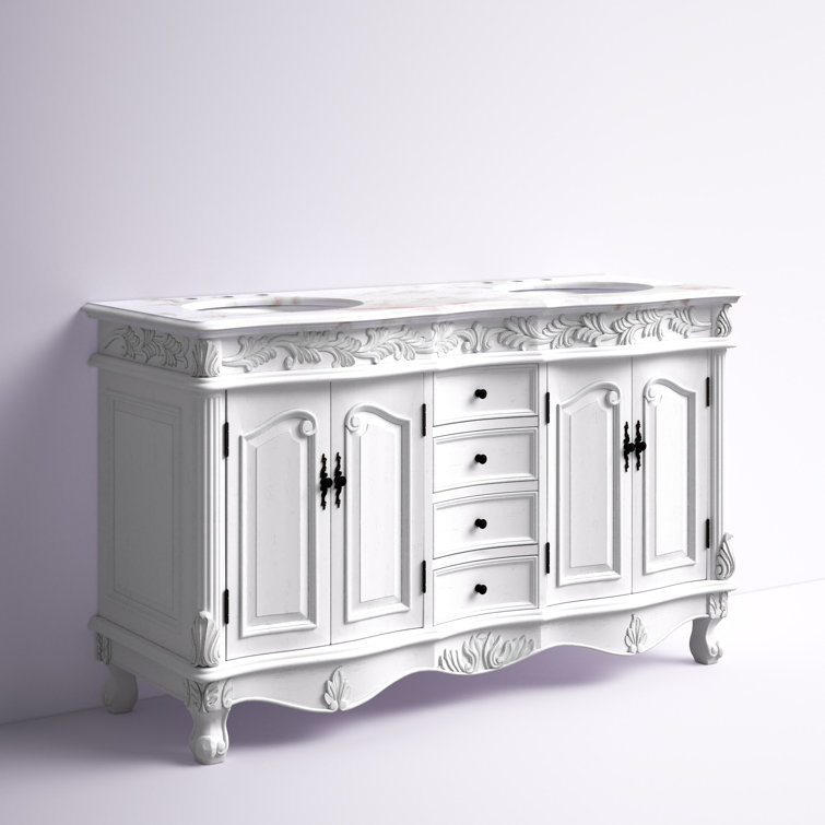 Mannie 60'' Double Bathroom Vanity with Engineered Marble Top