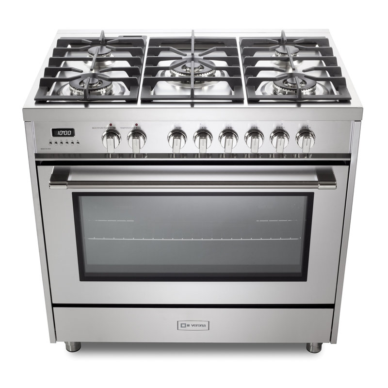 Cuisinière à double combustible 36 pouces Verona Prima Series avec 5 brûleurs scellés (acier inoxydable), Electric