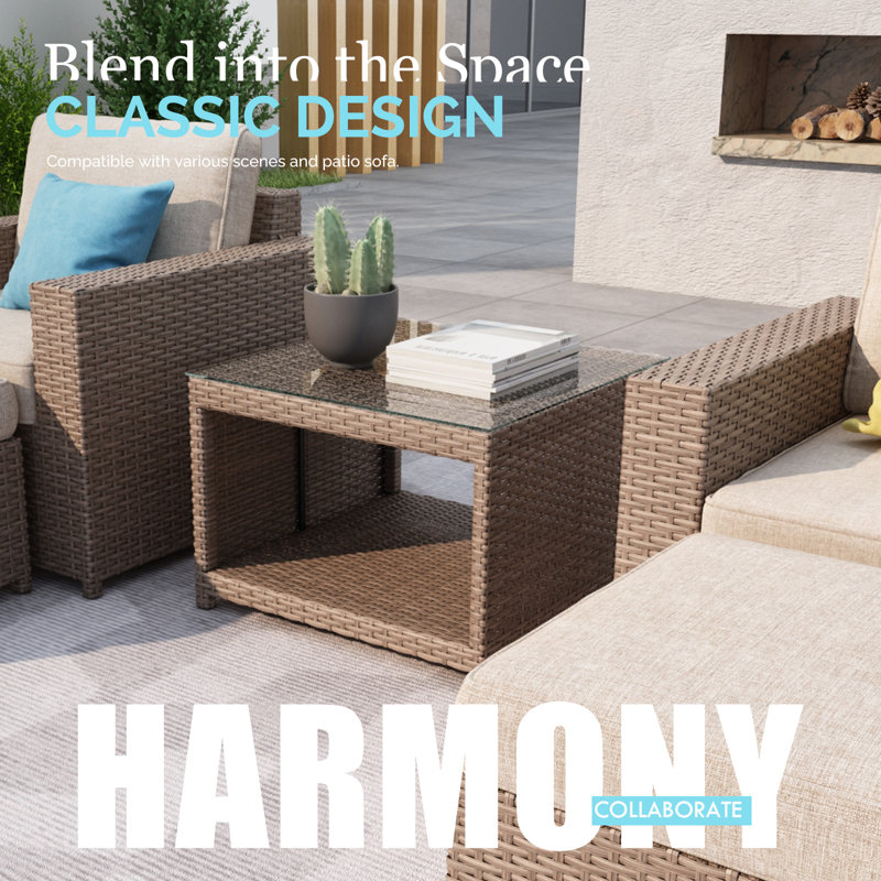 Square Wicker Outdoor Coffee Table , 64cm cm W 64cm cm D