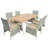 63"W Patio Dining Table for 4-6 People, Weatherproof Wood Top with Aluminum Alloy Wicker Design Legs-120698063