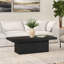 Table basse de 47,5 po de largeur avec piédestal cannelé - Centre de table scandinave en bois aggloméré noir pour le salon | Karyme-35799577