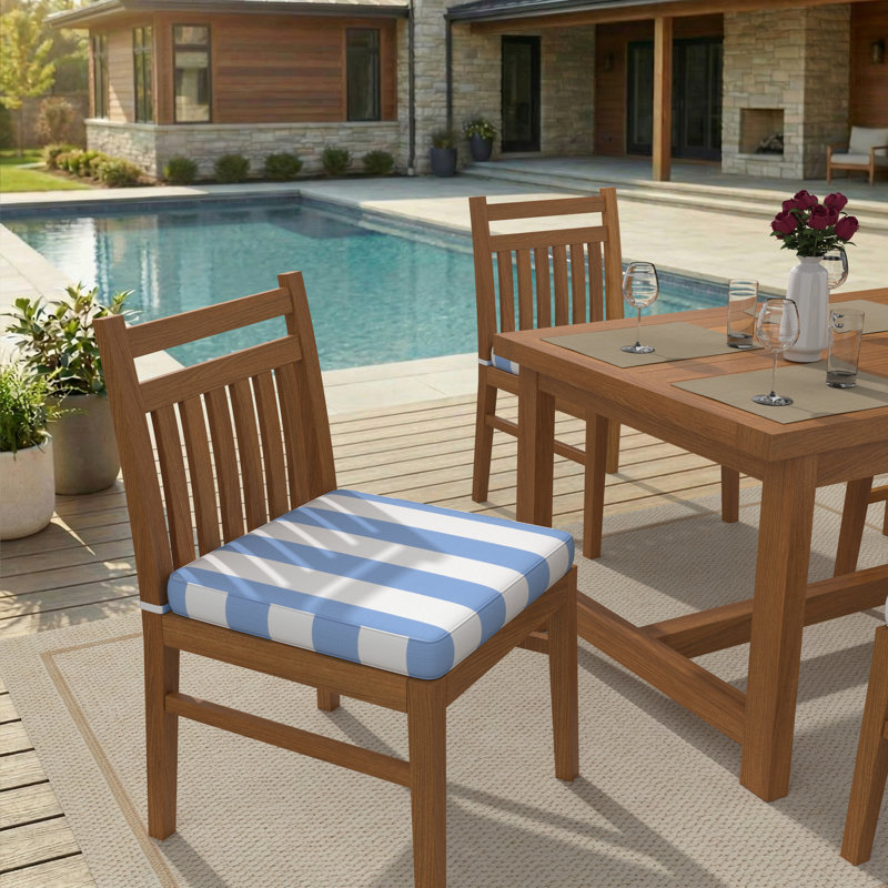 Sunbrella Indoor/Outdoor Dining Chair Cushion, 20" W x 20" D, Sunbrella® Refuge Ocean